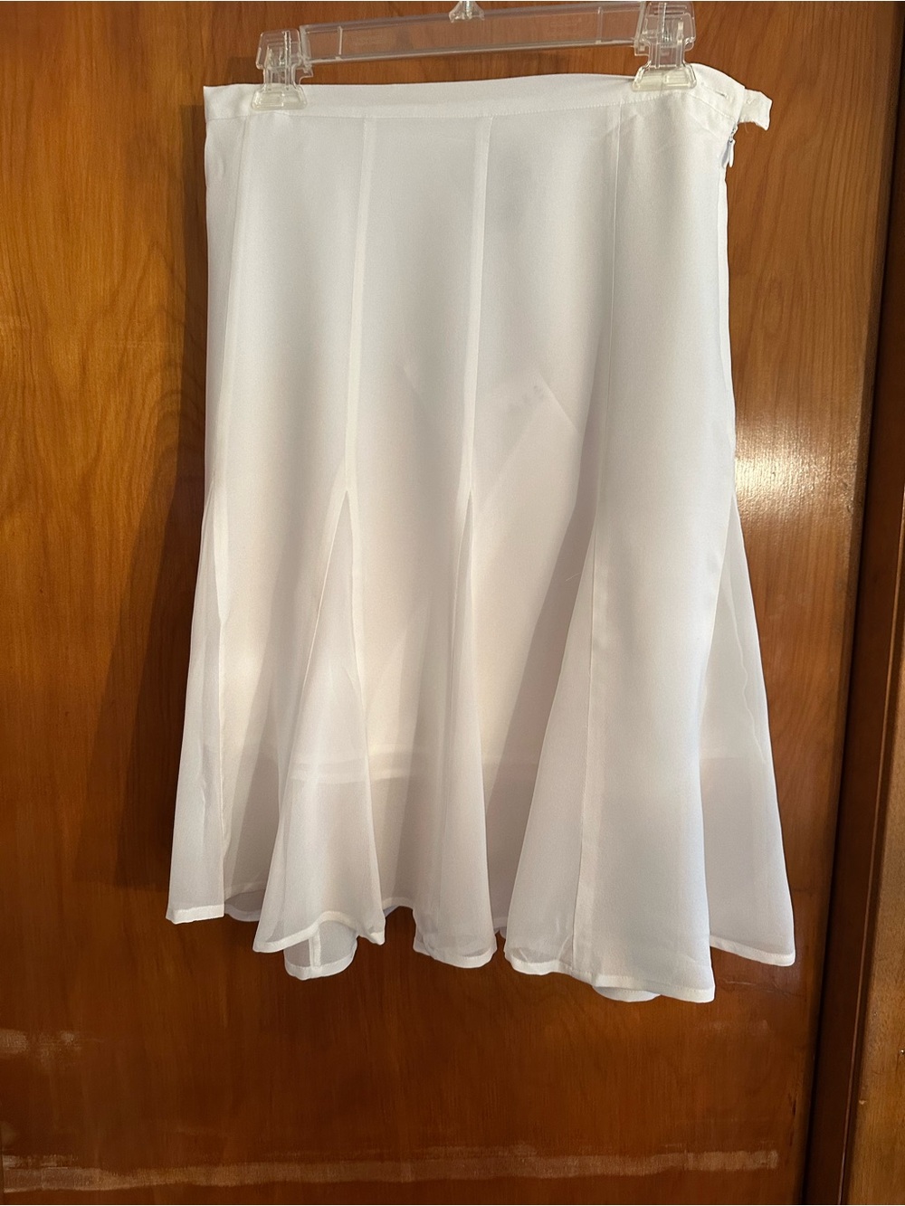 Linea Louis Dell’Olio White Silk Godet Skirt NWT Size 10